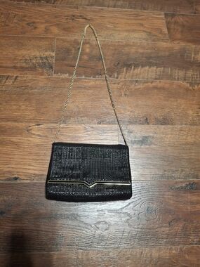 Vintage Black &Gold Glomesh Metal Mesh Purse